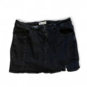 Black Denim Mini Skort